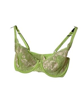 Victoria’s Secret Y2K Lime Green Lace Unlined Demi Bra 32DD NWT